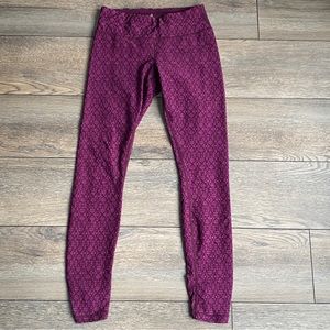 Prana Purple Pink Magenta Mid Rise Patterned Leggings Sz XS